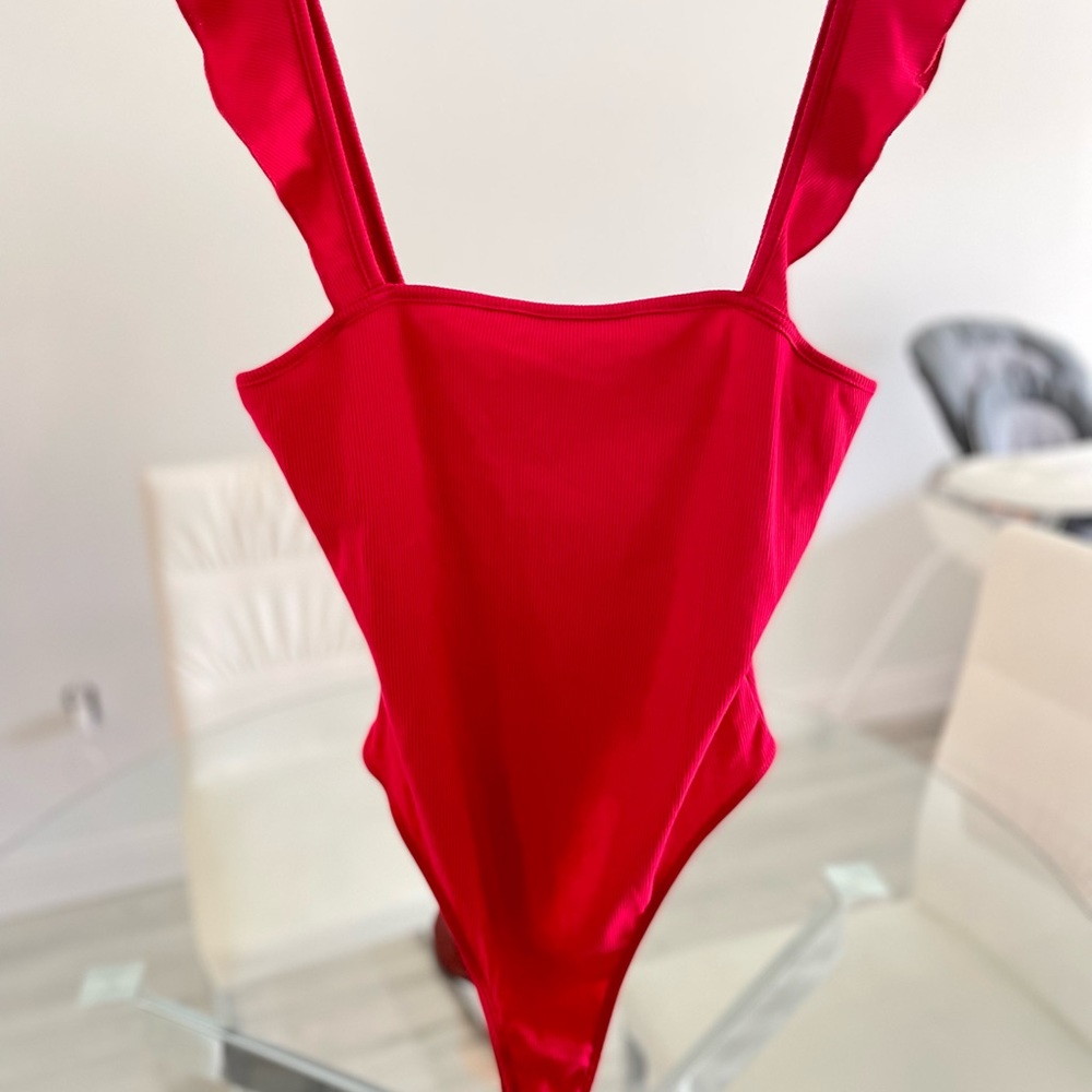 Red Ribbed BodySuit - Picture 3 of 3